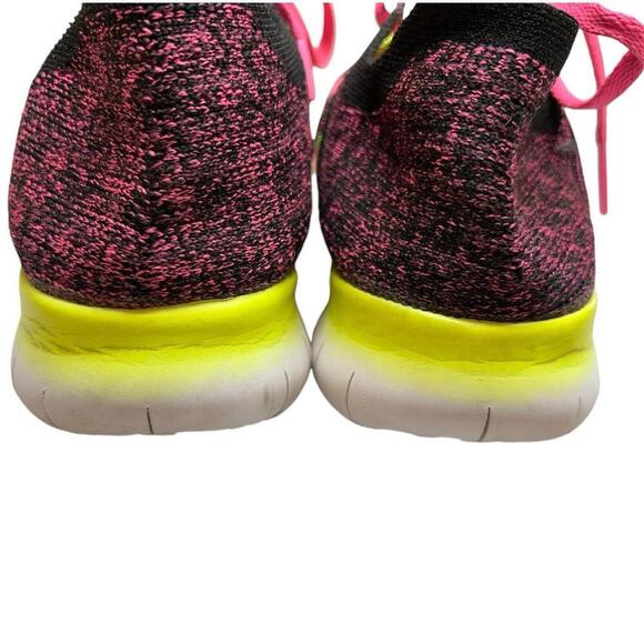 Nike Free RN Flyknit GS Running Shoe Pink Blast/Volt 834363-600 Sz 6.5Y Women 8 - Picture 5 of 9